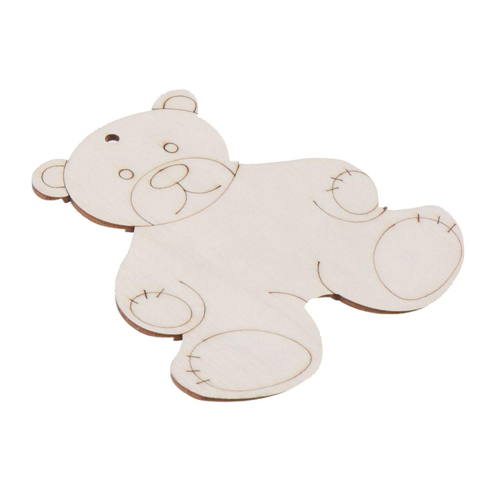 20pcs Poplar Wood Material Bear Wooden Cutouts Gift Tags  for Craft Supplies