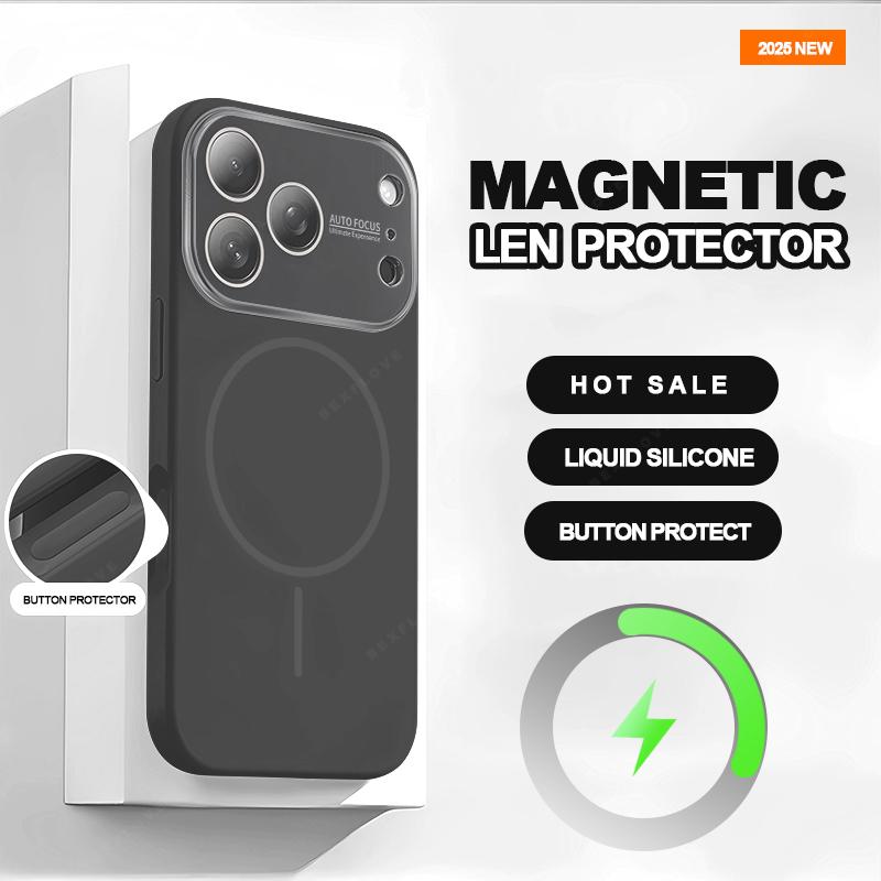 Big Window Magnetic Phone Case for For Iphone 17 Air 16 1 13 14 Pro Max Liquid Silicone Shockproof Protector Cover