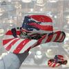 New Western Cowboy Hat Men's and Women's, American Flag Printing USA Plus Hard Straw Hat Popular Hat