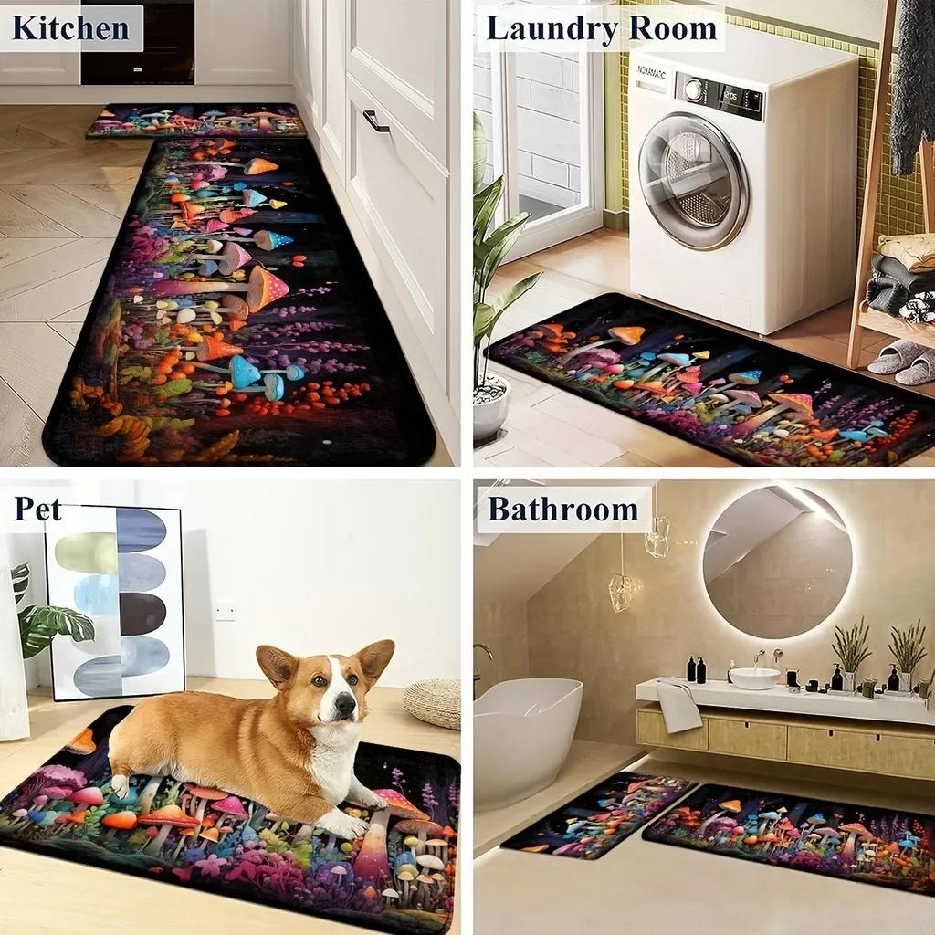 1 STK Blumen Willkommen Muster Fußmatten Küchenteppiche Rutschfest Pop Design Badezimmerteppiche Badematte Teppich für Zuhause Spüle Wäsche Dekor