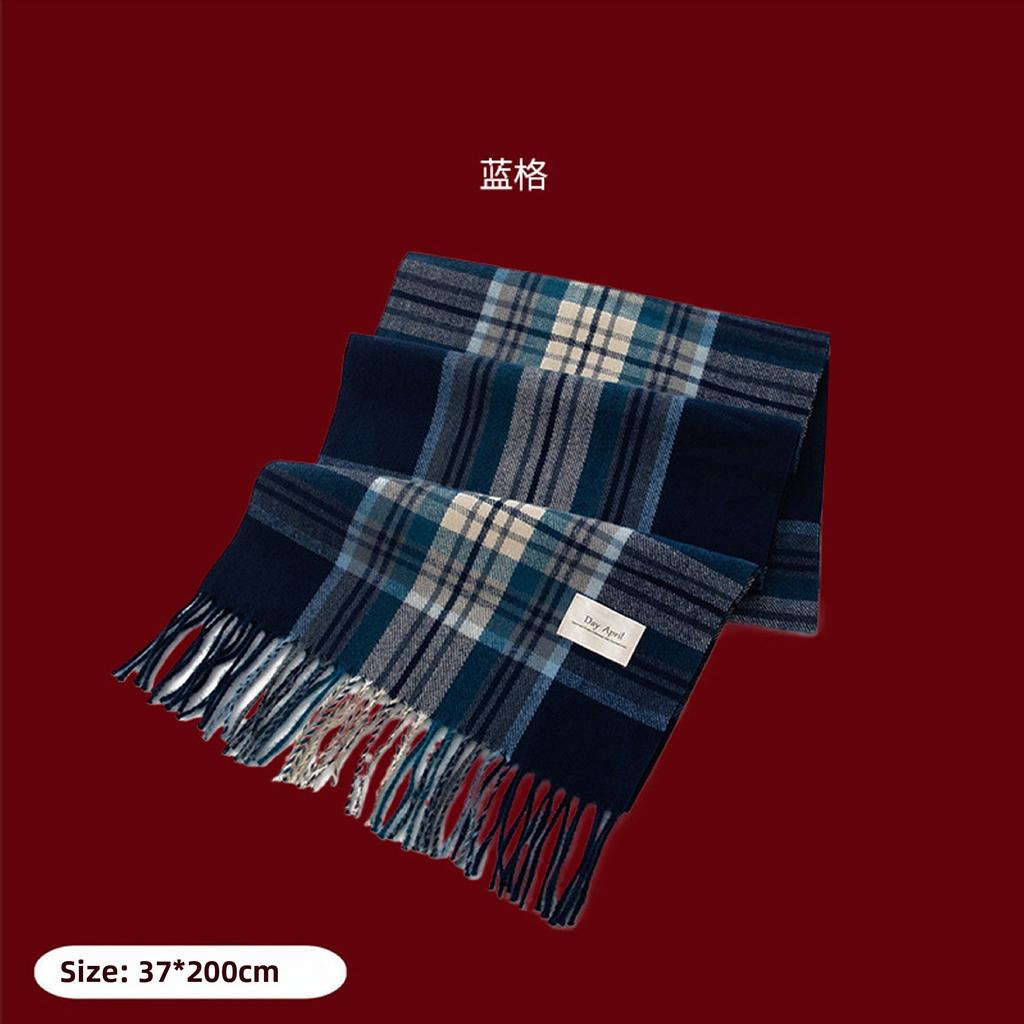 Ankara Red Plaid Scarf Christmas Scarf Winter Atmosphere Versatile Women's Cashmere Feel Scarf Warm Shawl