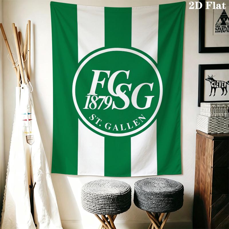 Fc St Gallen Wall Tapestry Aesthetic Wall Hanging Printed Fabric Blanket Decorative Tapestries for Bedroom Living Room Home Decor