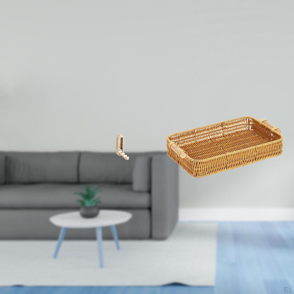 Foldable Organizer Hook for Bathroom Closet with Woven Basket Design Snack Serving Bowl Fruit