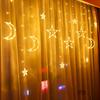 LED Star and Moon Curtain Light for Home Bedrooms, USB Powered, with Remote Control (Warm White, 3.5m USB Remote