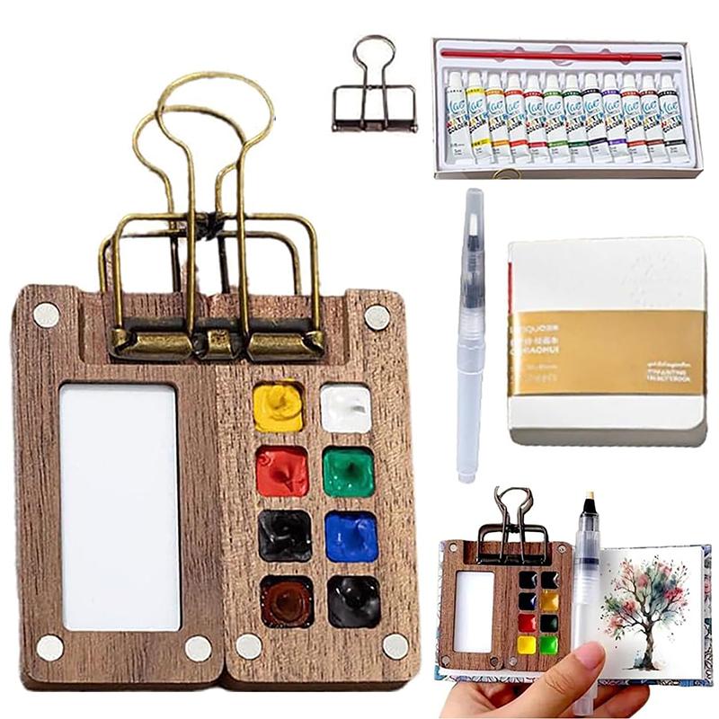 

Мини набор акварели, Карманный набор акварели для художника, Наборы акварельных красок, Дорожный набор акварели с 24 цветными красками 8 grids