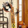 Halloween Ghost Burlap Wreath Front Door Hanging Decor with Bow Spooky Party Garland