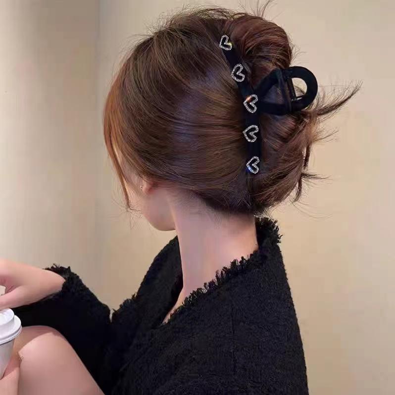 High-Quality Rhinestone Velvet Hair Claw - Large Autumn/Winter Hairpin for Women