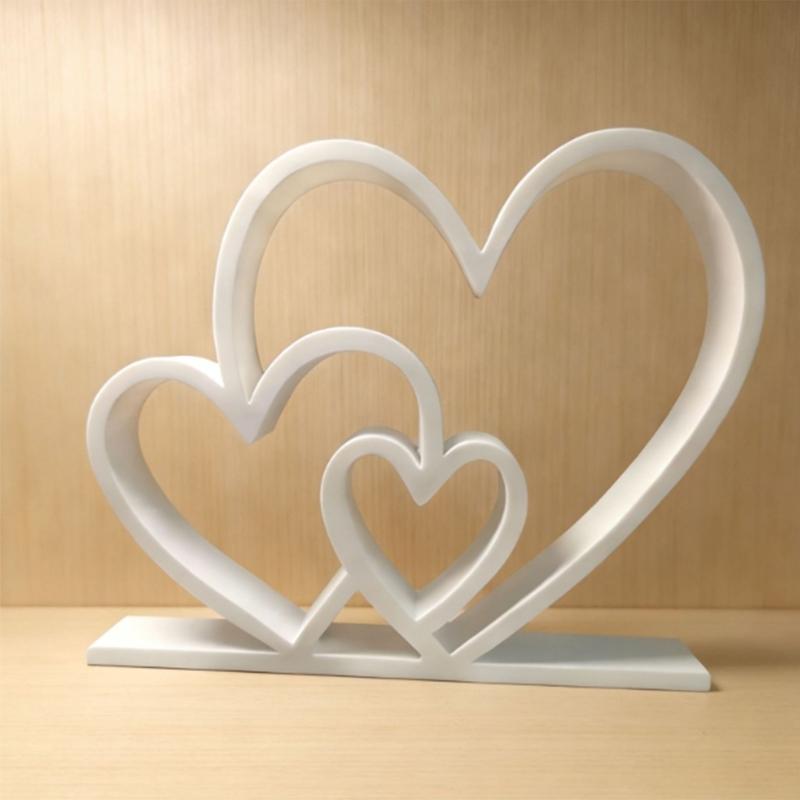 Aesthetic Love Statues Three Heart Sculpture Heart Sculptures Figurines Table Ornament Romantics Gift for Valentines