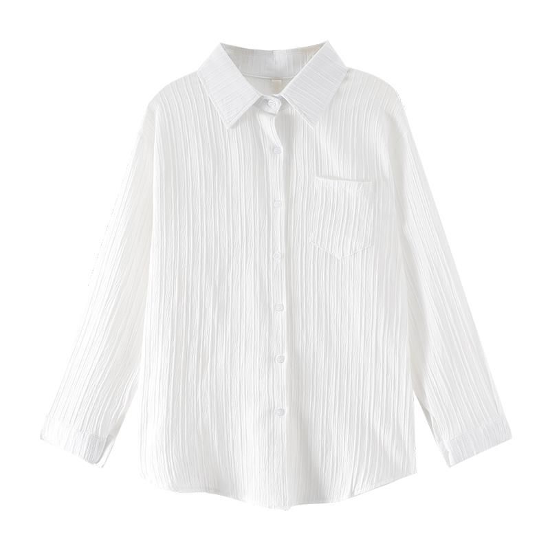 Women's Striped Shirt Chiffon Top Long Sleeved Thin Sun Protection Summer Loose Shirt