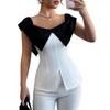 Camicetta Estiva da Donna Slim Fit con Spacco e Maniche Corte