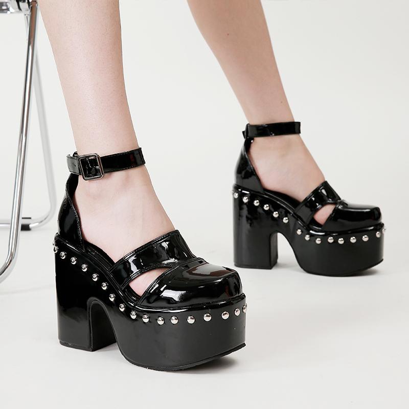 

Босоножки-гладиаторы на высоком каблуке с вырезом на носке для женщин, размеры 34-43, женские сандалии на платформе 43 чёрный