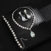 2026 Jewelry Necklace Earrings Bracelet Three-piece Full Diamond Flower Bridal Jewelry Set Dress Accessories