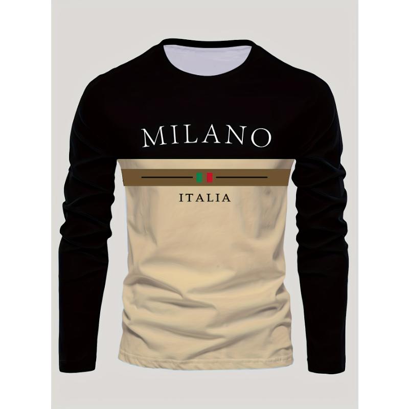Camiseta De Manga Larga Con Estampado Informal Para Hombre, Transpirable, De Secado Rápido, Cómoda, Deportiva, Italiana, De Verano