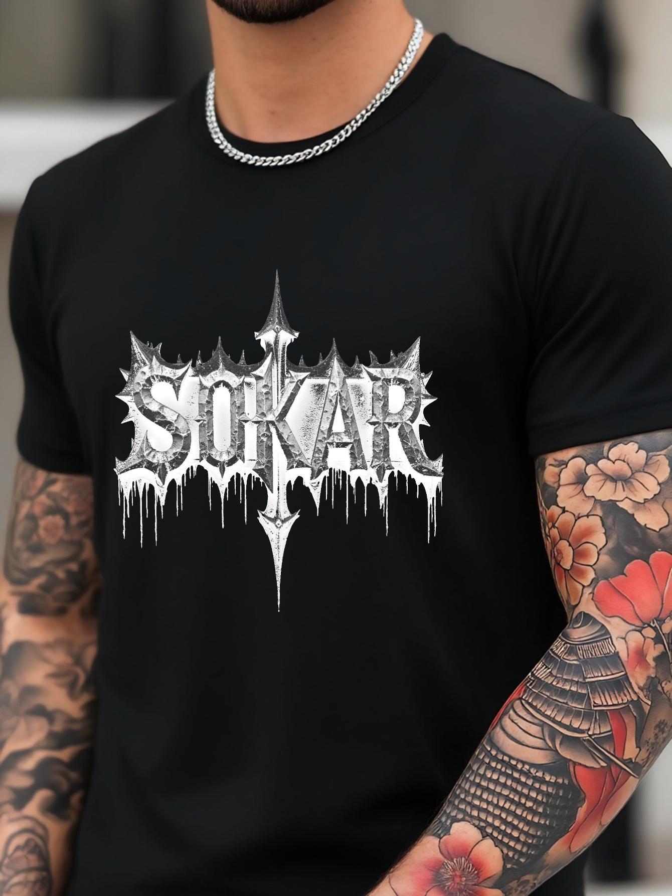 Black Graphic T-shirt - Soft Cotton Blend Crew Neck Tee with Bold SO KAR Lettering S