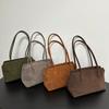 2025 New light luxury minimalist tote bag coffee retro suede commuter versatile shoulder underarm bag handbag women