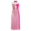 Girls Lyrical Performance Dress Sleeveless Sparkling Sequins Top And Color Block Side Split Skirt