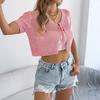 Γυναικεία Μόδα Casual -Χρώμα Αγάπη Δαντελωτό Διάτρητο Κορδόνι Κοντομάνικο Πλεκτό Πουλόβερ Καρδίγκαν Κορυφή