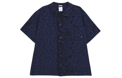 SB SS24 Estampado Camisa de Manga Corta Botones Estilo Bolera Camiseta Skate Unisex Azul Marino Medianoche FN2596-410