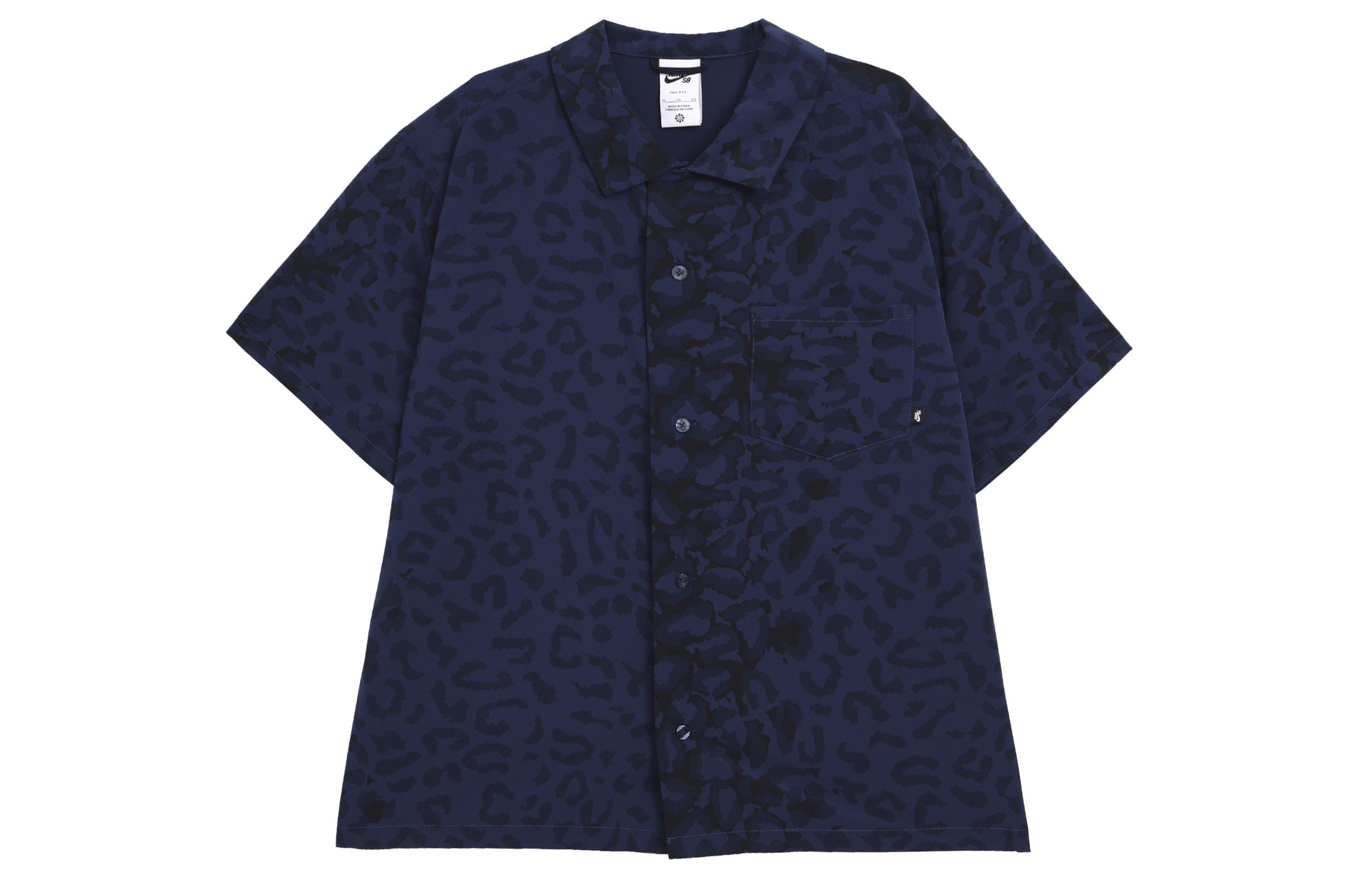 

Nike SB SS24 Print Bowler Short Sleeve Button Down Skate Top Shirt Unisex Midnight Marine Blue FN2596-410 M