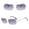 Trendy Vintage Small Metal Sunglasses Retro UV400 Rectangle Frame Sunglasses Rimless Sun Glasses for Women & Men