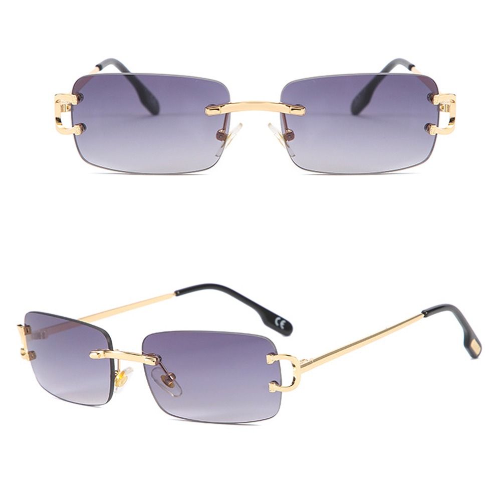 Trendy Vintage Small Metal Sunglasses Retro UV400 Rectangle Frame Sunglasses Summer Eyewear for Women & Men