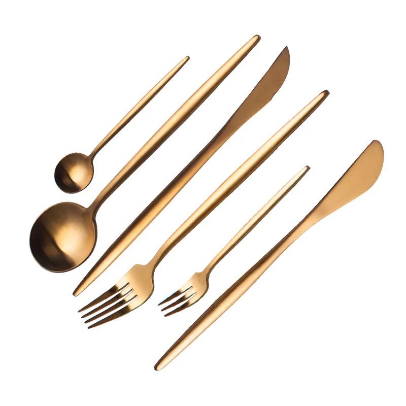 Dessert Coffee Spoon and Fork Modern Simple Hotel Home Main Meal Knife 304 Portuguese Tableware Factory Wholesale Cutlery Set