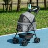 Dog Pram Dog Stroller Foldable Pet Pushchair with 4 Wheels, Safety Leashes, Cup Holder for Small Dogs, Grey