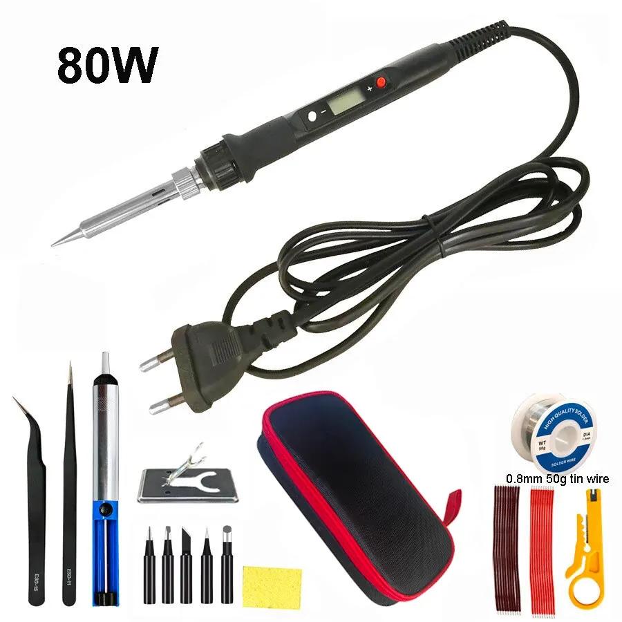 80W Digital Soldering Iron Kit Adjustable Temperature Welding Pen With Lcd Display For Home Repair And Maintenance Tools