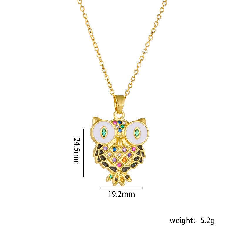Stainless Steel Chain Colorful Zircon Cute Owl Pendant Necklaces for Women Girls Lovely Owl Charm Jewelry Accessories Gifts