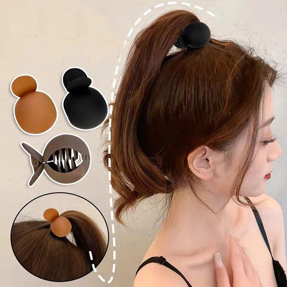 Solid Color Small Hair Claw Girls Hairpin Korean Style Hair Clip Ponytail Holder Fixed Artifact