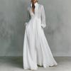 2026 European and American Fashion Cross-border Explosion, Long Sleeves, Waist and Thin A-shaped Long Skirt, Elegant Temperament and Vacation Even