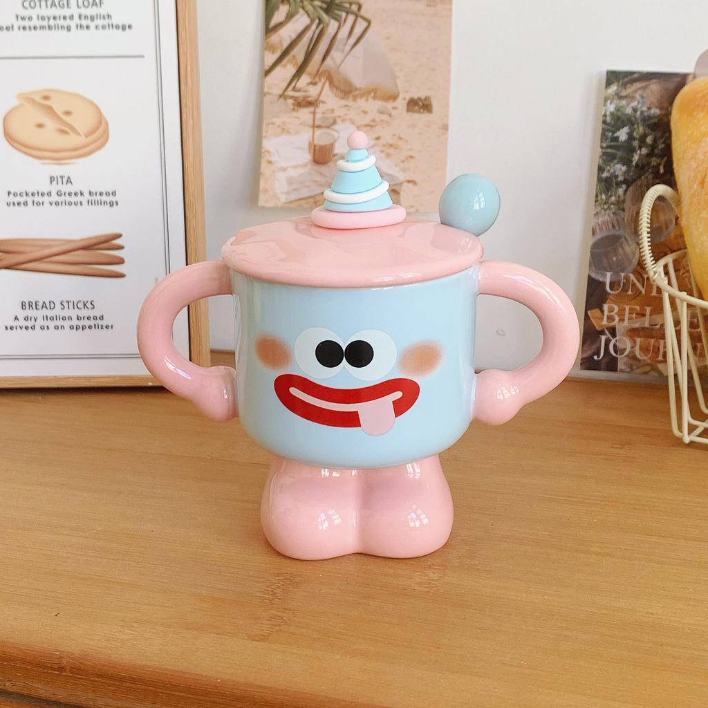 Mug With Lid Spoon Cute Cup Ceramic Strange Water Cup Couple Give Girl Birthday Gift Souvenir