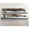 PORSCHE Emblem Sølv Sett med 2 Metallplate Merke Bilpynt Ny