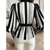 Spring and Autumn New Women's Tops with Bows Fashionable and Casual Long-sleeved Striped Shirts