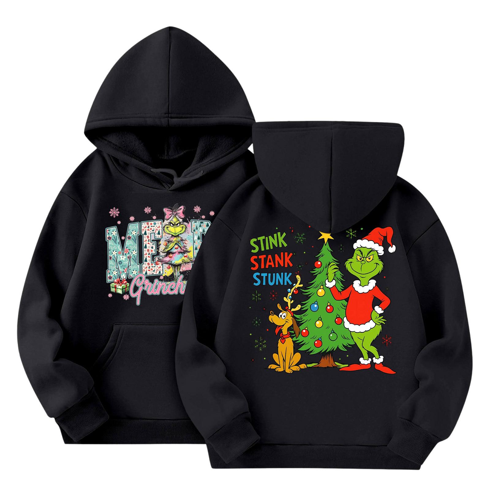 

Детская мода Легкий пуловер с длинным рукавом с карманами Толстовка с принтом 100 чёрный