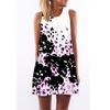 European Station European and American New Retro Digital Printing Round Neck Hot-selling Off-the-shoulder Medium and Long Vest Dress