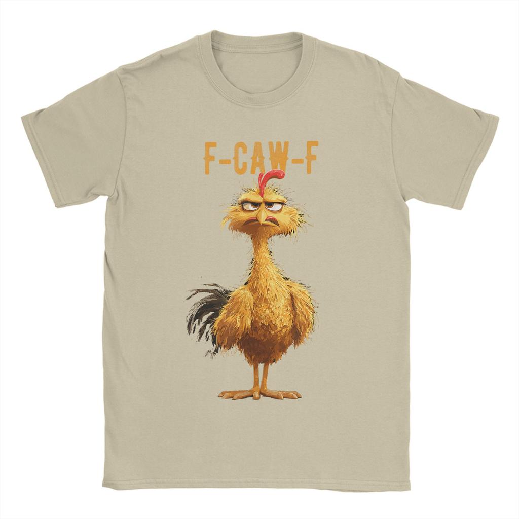 Funny F-Caw-F Chicken Meme Men T Shirts Dark Humor Unique Tee Shirt Short Sleeve Crewneck T-Shirts 100% Cotton Gift Clothing