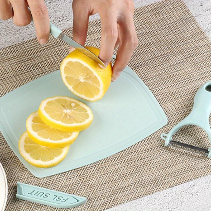 1set Random Color Fruit Knife Cutting Board Peeler Set, Paring Knife Fruit Knife Chopping Board Set, Kitchen Tools