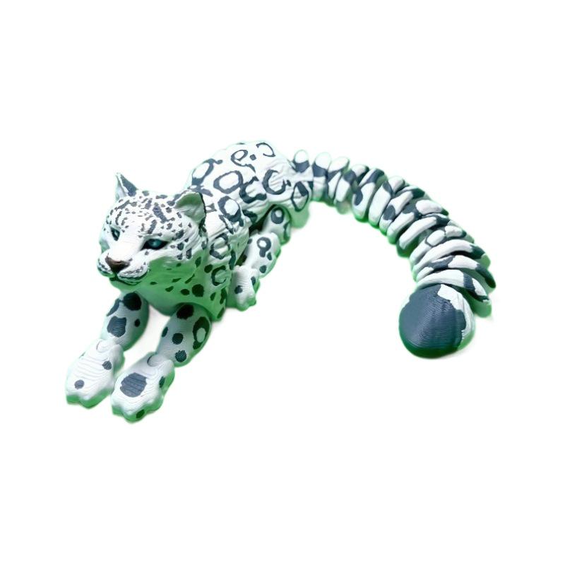 Articulated 3D Printed Snow Leopard Ornament and Easter Decoration