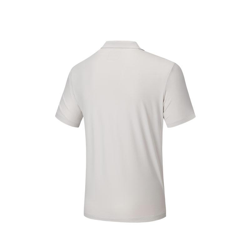 Anta Comfortable Simple Fashion Versatile Breathable Short Sleeve Polo Shirt Men tops Light-Sand-Gray 152527101-1