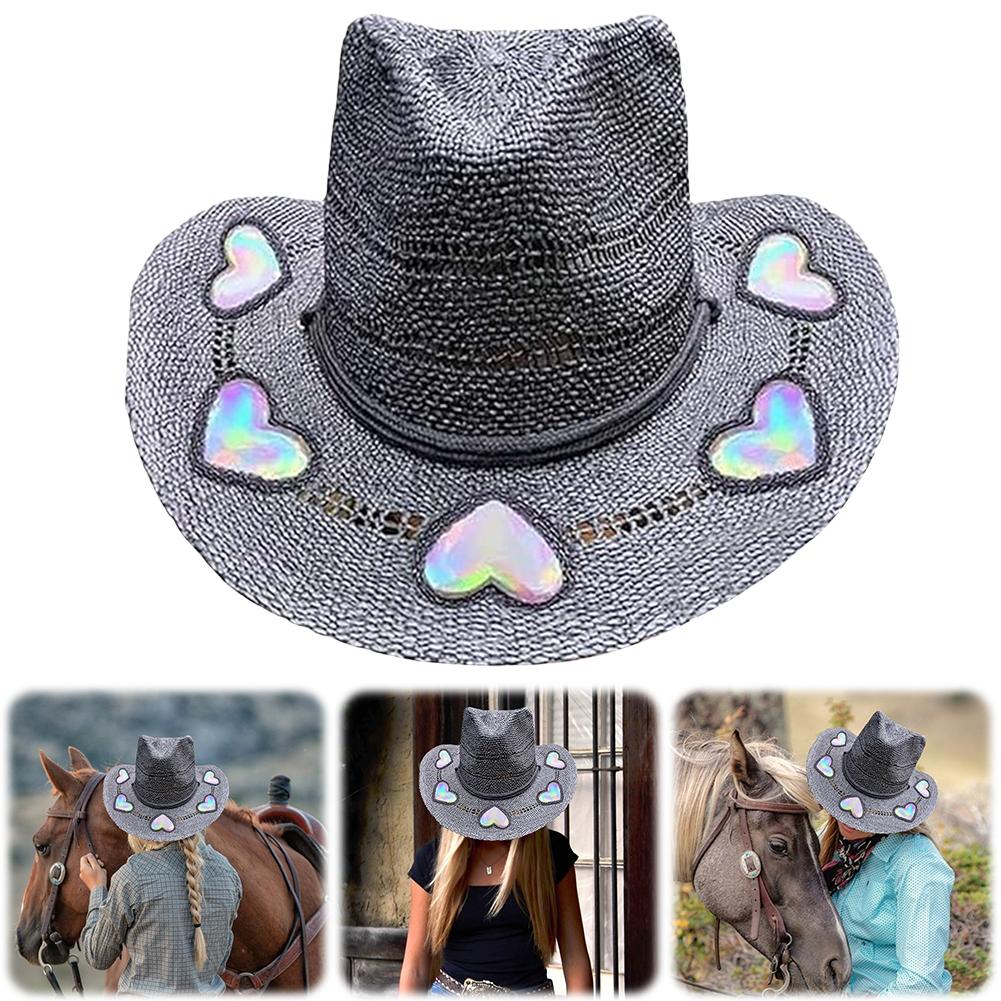 Prism Light Design Shapeable Straw Cowgirl Hat UV Blocking Vintage Sun Hat Breathable Shapeable Foldable Wide Brim Sun Hat