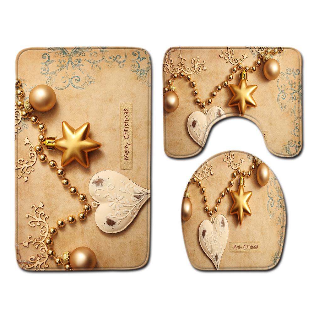

Christmas Bathroom Floor Mat Toilet Three-Piece Set 45cmx75cm