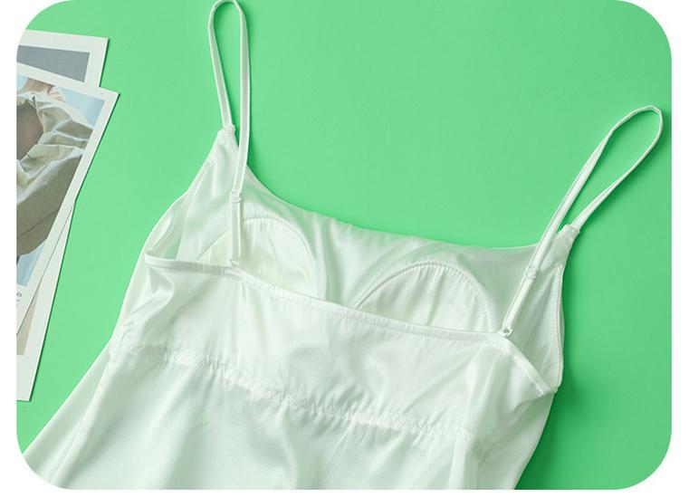 16mm Encrypted Mulberry Silk Satin Camisole with Built-in Bra