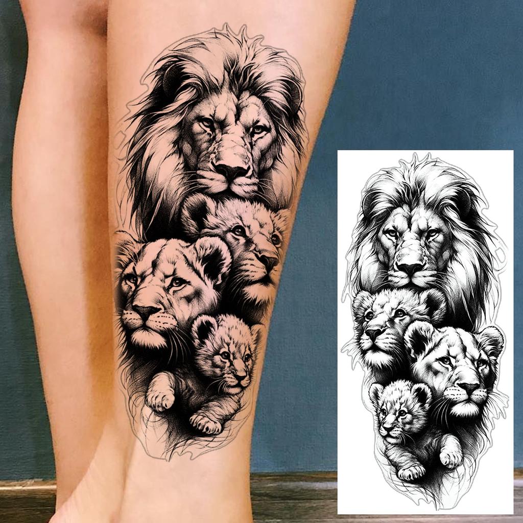 1 Foglio Tatuaggi Temporanei Trendy Tigre Leone Guerriero Gesù Per Uomini Donne Adulti Lunga Durata Impermeabili Temp Adesivi Tatuaggio Falso