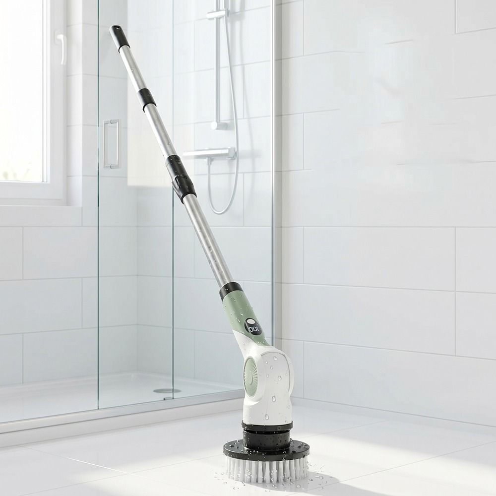 Handheld Telescopic Wireless Cleaning Brush Replaceable Head Window Cleaner  Bathroom