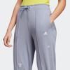 Adidas Healing Crystals Inspired Solid Color Logo Letter Print High Waist Cuffed Sports Pants Women Bottoms Silver Gray Violet IC0808