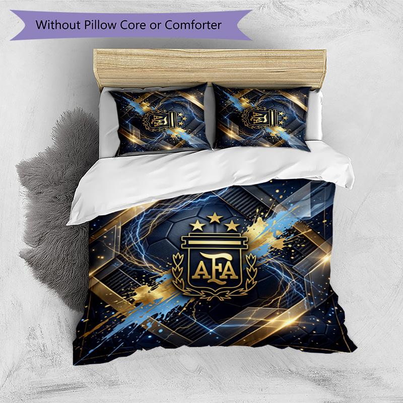 Argentina Football Printed Bedding 3 Piece Set Cozy Breathable Bed Cover Set As Housewarming Holiday Gift