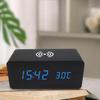 Wireless LED Wood Clock: Digital Alarm with Thermometer, Calendar & Charging Function