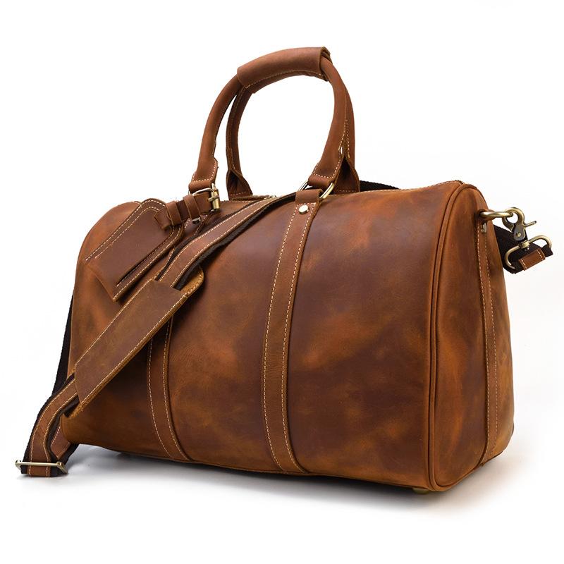 Herren Crazy Horse Leder Reise Tasche Boarding Retro Leder Große Kapazität Reise Tasche Handtasche Erste Schicht Rindsleder Schräg Span