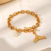 European & American INS Stainless Steel Fishtail Bracelet - Light Luxury Ocean Series with Pearls